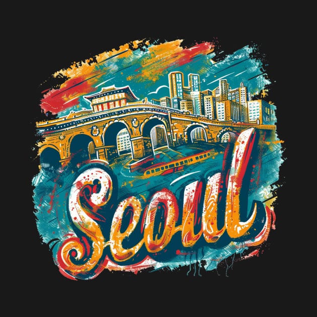 Seoul Retro South Korea t-shirt by GreenMary Design