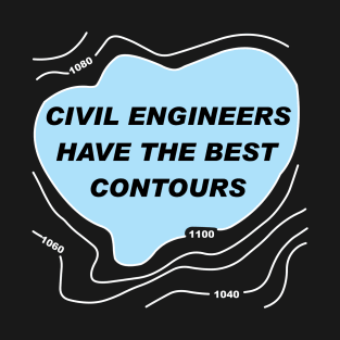 Civil Engineer Blue Contours White Lines T-Shirt