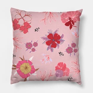 Coral Pink Flower Pattern Pillow