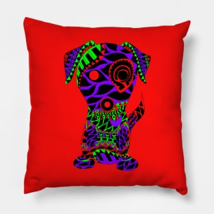 the magical dog in lovely bright pattern ecopop Pillow