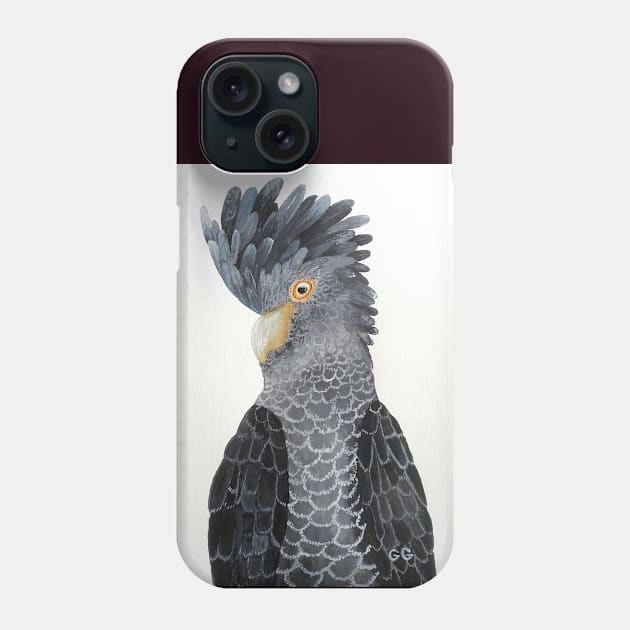 Black Cockatoo - bird art - painting Phone Case by GarryGreenwood