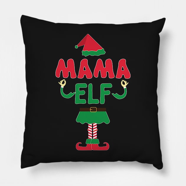 Funny Christmas Mama Elf Matching Family Apparel Pillow by Evoke Collective