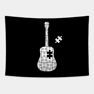 Puzzle Acoustic Guitar Silhouette Tapestry