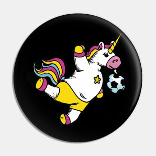 Unicorn Soccer Comic Style Pin