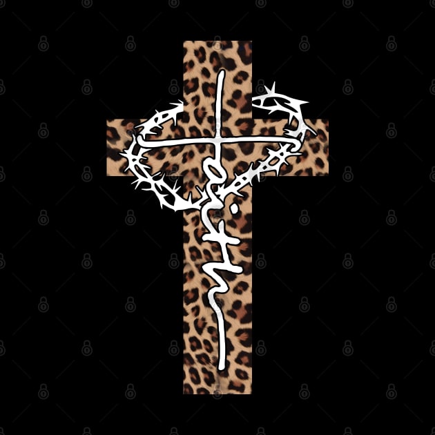 Faith Leopard Cross Christian Funny Gift by HomerNewbergereq