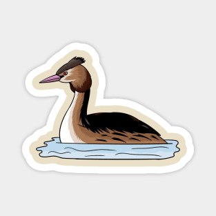 Great crested grebe bird cartoon illustration. Magnet