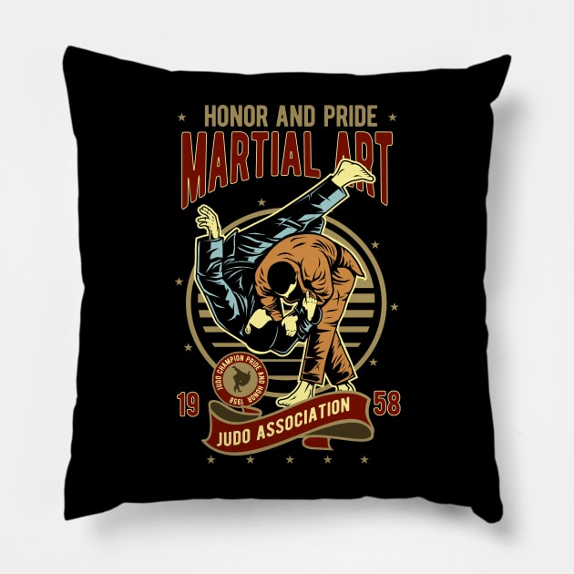 Vintage Martial Arts Judo Pillow by RockabillyM