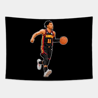 Trae Young Dribbles Tapestry