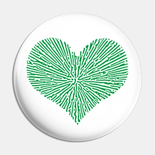 Turing Pattern Sunburst Love Heart (Green) Pin