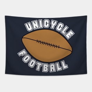 Unicycle Football White Text Tapestry