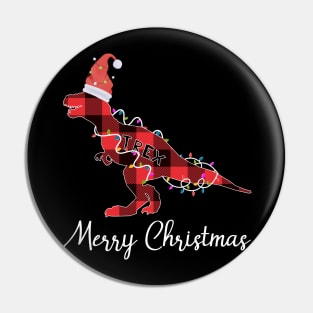 Santa T Rex Plaid Red Buffalo Dinosaur Christmas Pajamas Family Pin