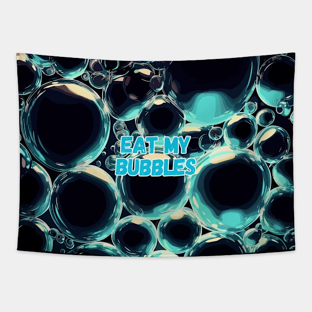 eat my bubbles dark pattern Tapestry by TomFrontierArt