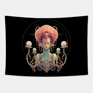 Alien Queen: Lucid Digital Art in Fantastic Grotesque Style Tapestry