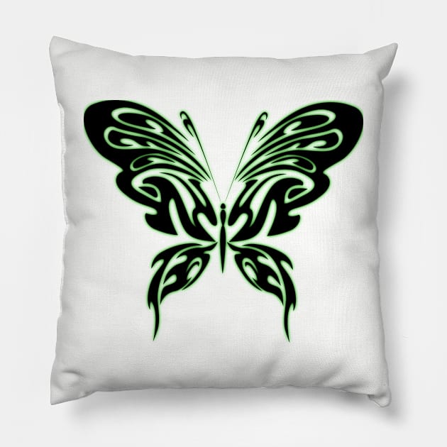 Butterfly Dark Neon Pillow by Atomus