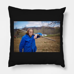 Portrait of a senior woman going to work Pillow