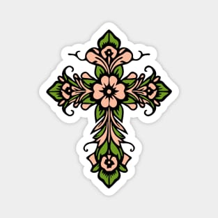 Floral Cross Magnet