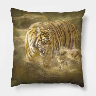 Tiger Animal Feline Wild Life Jungle Nature Freedom Travel Africa Digital Painting Pillow