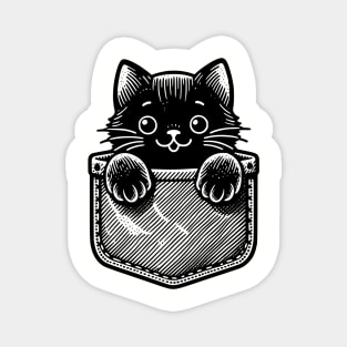 Cute Black Cat In A Pocket Magnet