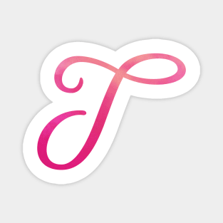 Letter T Monogram, Pink Color Personalized Design Magnet