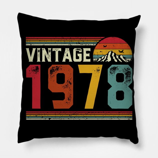 Vintage 1978 Birthday Gift Retro Style Pillow by Foatui