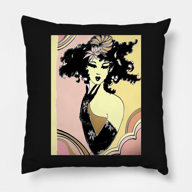 70S DECO GIRL WITH GLOVE  POSTER PRINT OP ART Pillow by jacquline8689