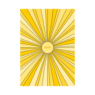 Retro sun with rays in gold and yellow + HOPE T-Shirt
