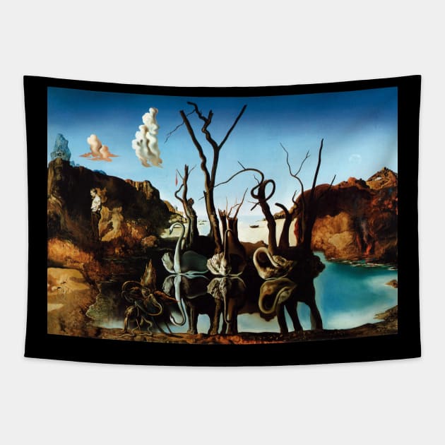 Painting Swans Reflecting Elephants Salvador Dali T-Shirt T-Shirt Tapestry by J0k3rx3