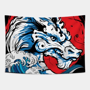 dragon head, sea waves Tapestry