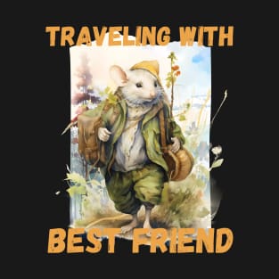 Watercolor Rat Traveling with Best Friend Yellow T-Shirt