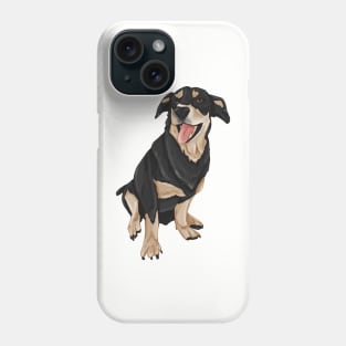 Brown and Black Dog Sitting Mouth Open Phone Case