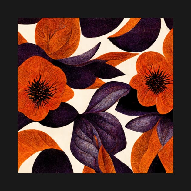 Vintage looking wallpaper with rich colors of purple and orange. by Liana Campbell