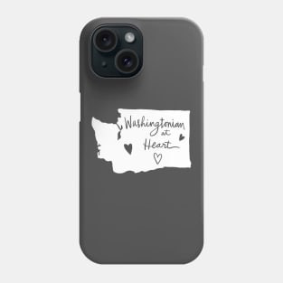 Washingtonian At Heart: Washington State Pride Calligraphy State Silhouette Art Phone Case