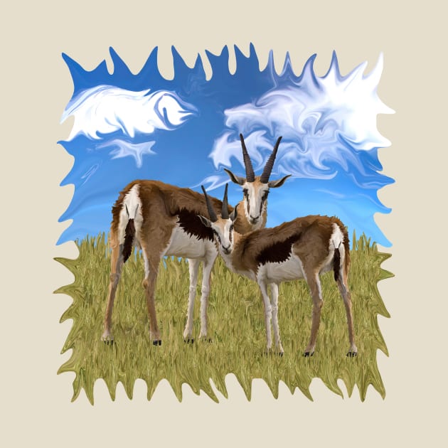 Grazing Gazelles by distortionart