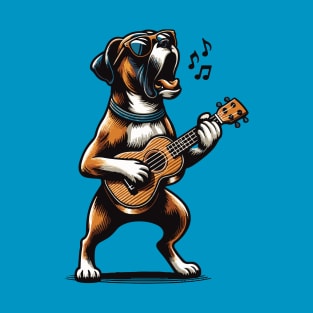 Dog Playing Guitar Singing Boxer Dog Funny T-Shirt