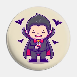 Cute Dracula Drink Blood Juice With Bat Pin