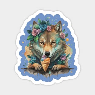wolf eating ice cream gift ideas Magnet