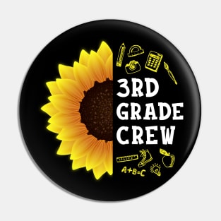 Third grade Crew Shirt First Day Preschool Back to School Sunflower Gift Pin