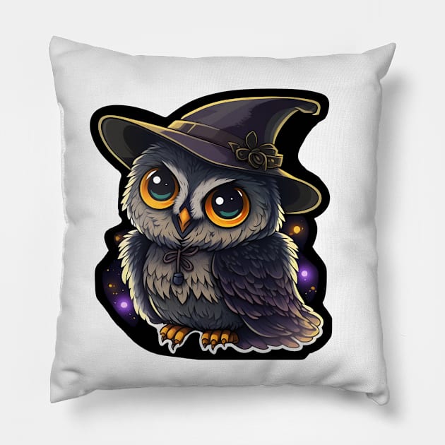 Cute Owl Cosmic Wizard Pillow by StoneCreation