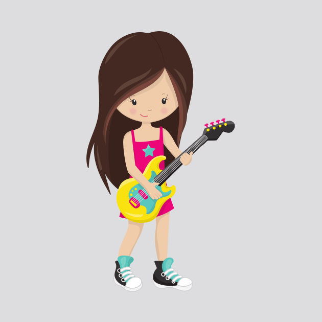 Rock Girl, Brown Hair, Guitar Player, Band, Music by Jelena Dunčević