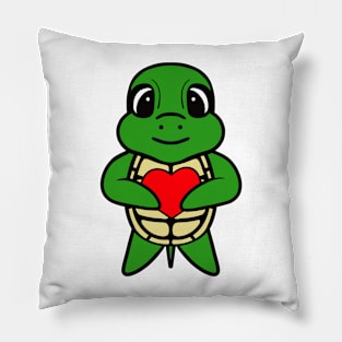 Happy Valentines Day Turtle Pillow