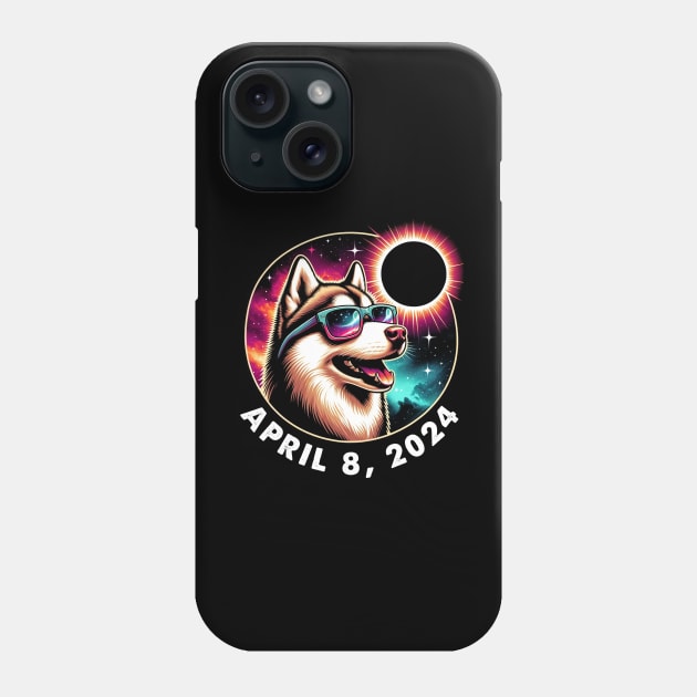 Radiant Siberian Huskie Eclipse: Unique Tee for Cold-Weather Canine Enthusiasts Phone Case by ArtByJenX