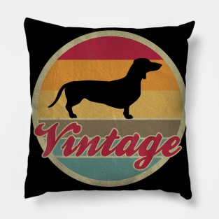 Dachshund Retro Vintage Sunset Pillow