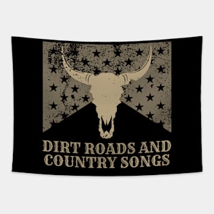 Dirt roads and country songs Retro Vintage Country Music Tapestry