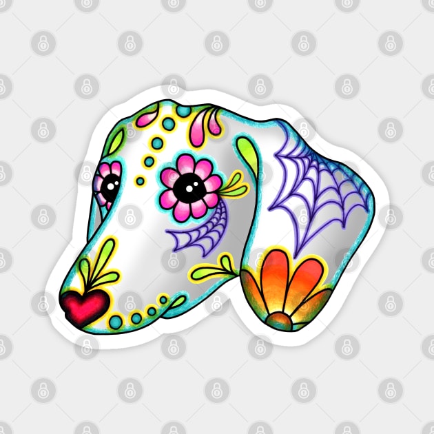 Dachshund - Day of the Dead Sugar Skull Wiener Dog Magnet by prettyinink