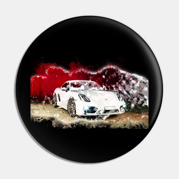 Cayman Porsche - Watercolour Pin by Rendagarth_Design_Company