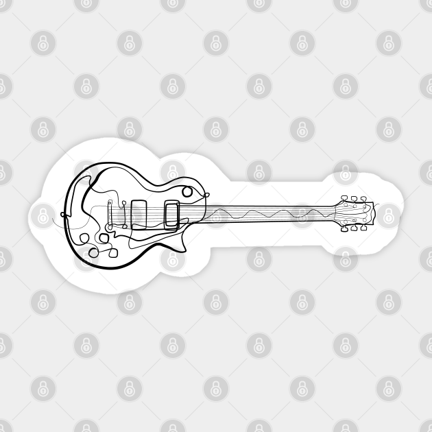 Electric Guitar One Line Drawing Electric Guitar Sticker Teepublic Cello piano string violin musical instrument, violin png. electric guitar one line drawing