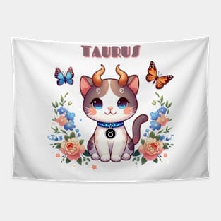 Taurus Zodiac Cat Tapestry