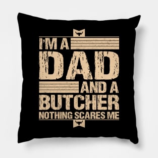 Butcher Butchery Dad Fathers Day Gift Funny Retro Vintage Pillow