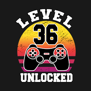 level 36 unlocked 36 Years Old retro 80s 36th Birthday gamer T-Shirt