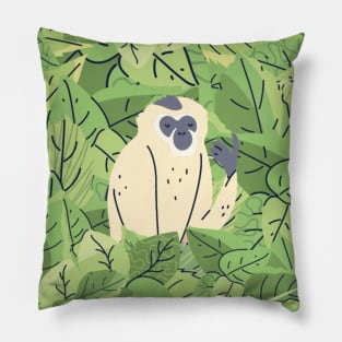 Monkey in Leaves Pillow